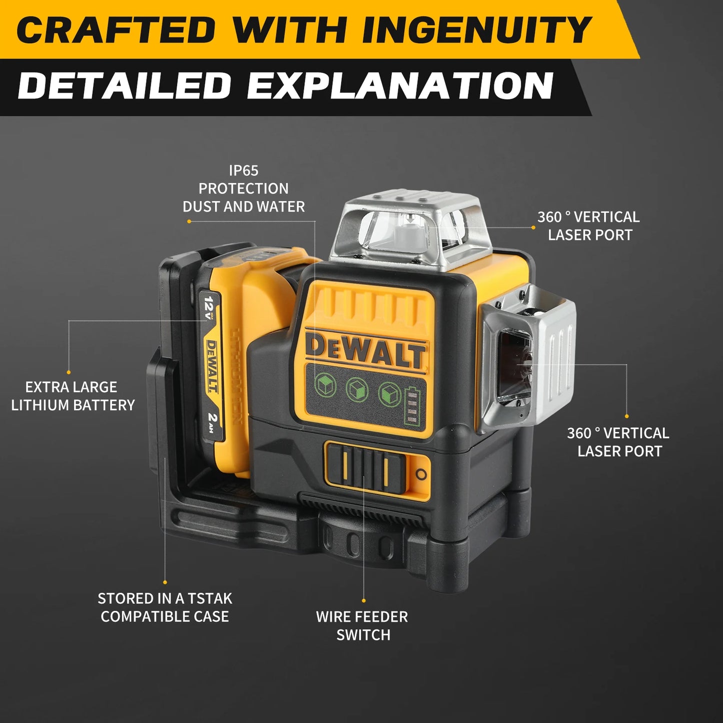 DEWALT DW089LG 12V Green Beam Self Leveling Laser With 12 Lines