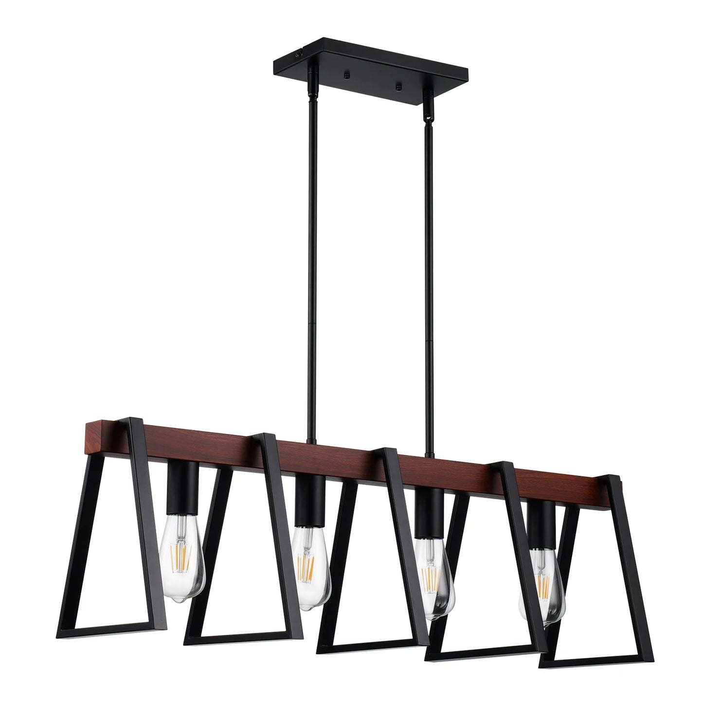 4-Light Kitchen Island Pendant Lights Industrial Metal Frame