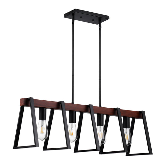 4-Light Kitchen Island Pendant Lights Industrial Metal Frame