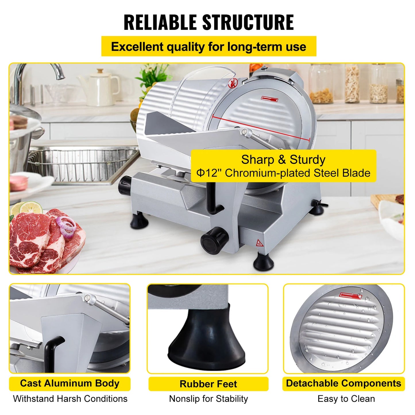 SucceBuy 320W Electric Meat Slicer For Deli And Cheese
