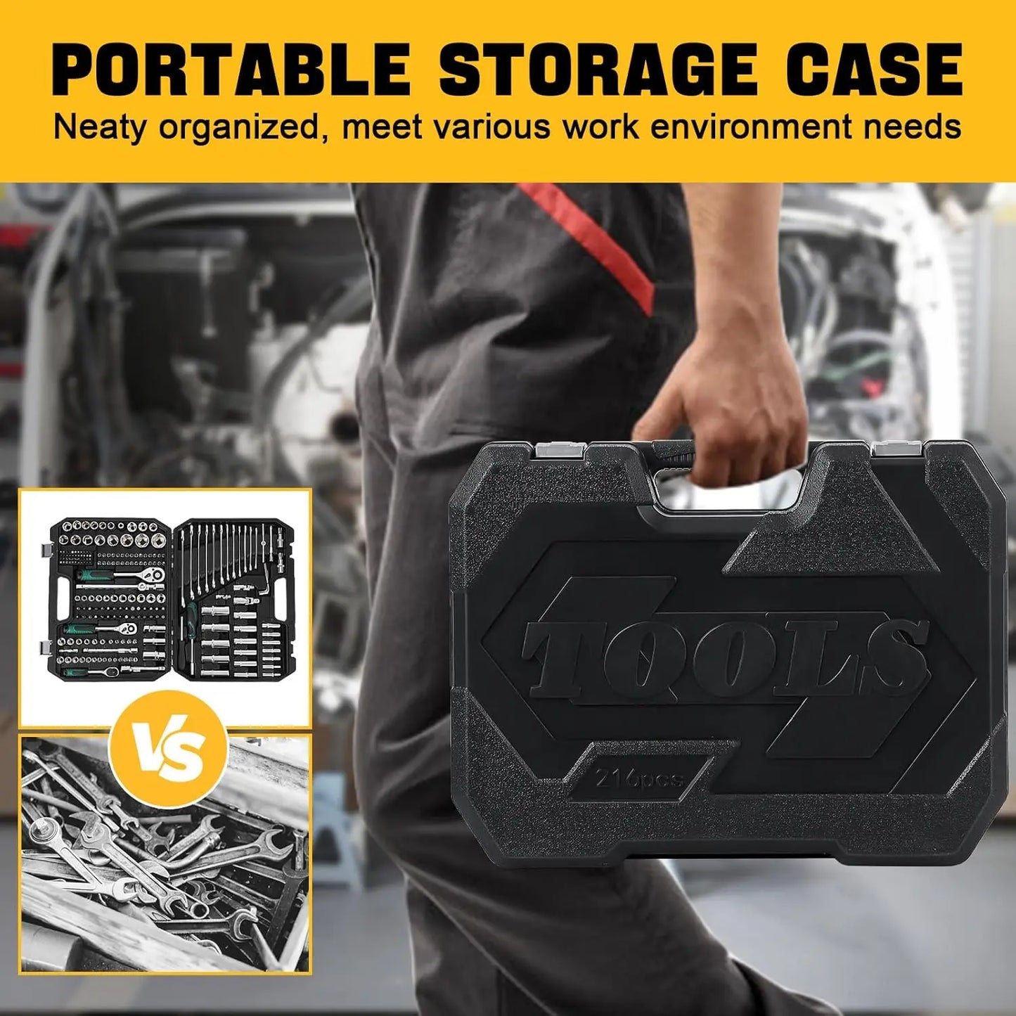 HiMISS Home Auto Repair Tool Kit With Storage Case