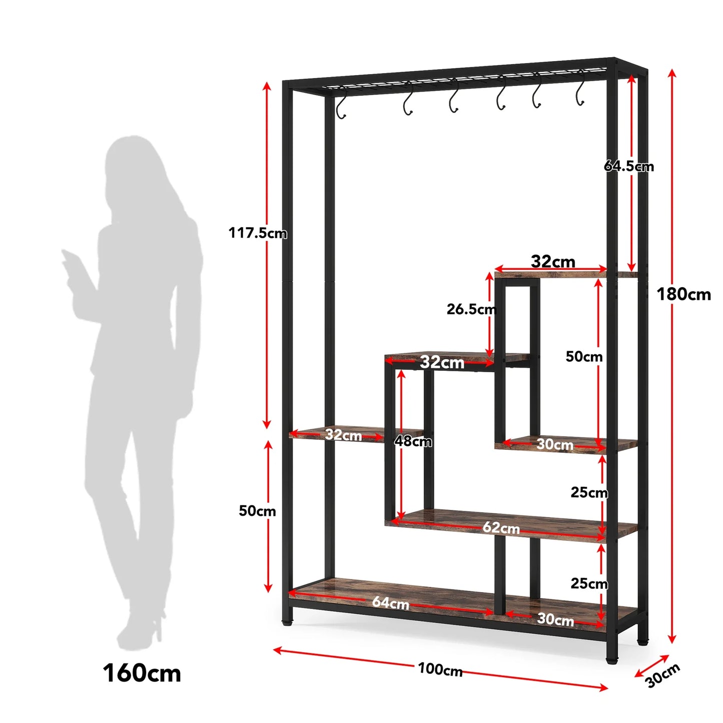 Tribesigns 5-Tier Tall Indoor Plant Stand With Hooks