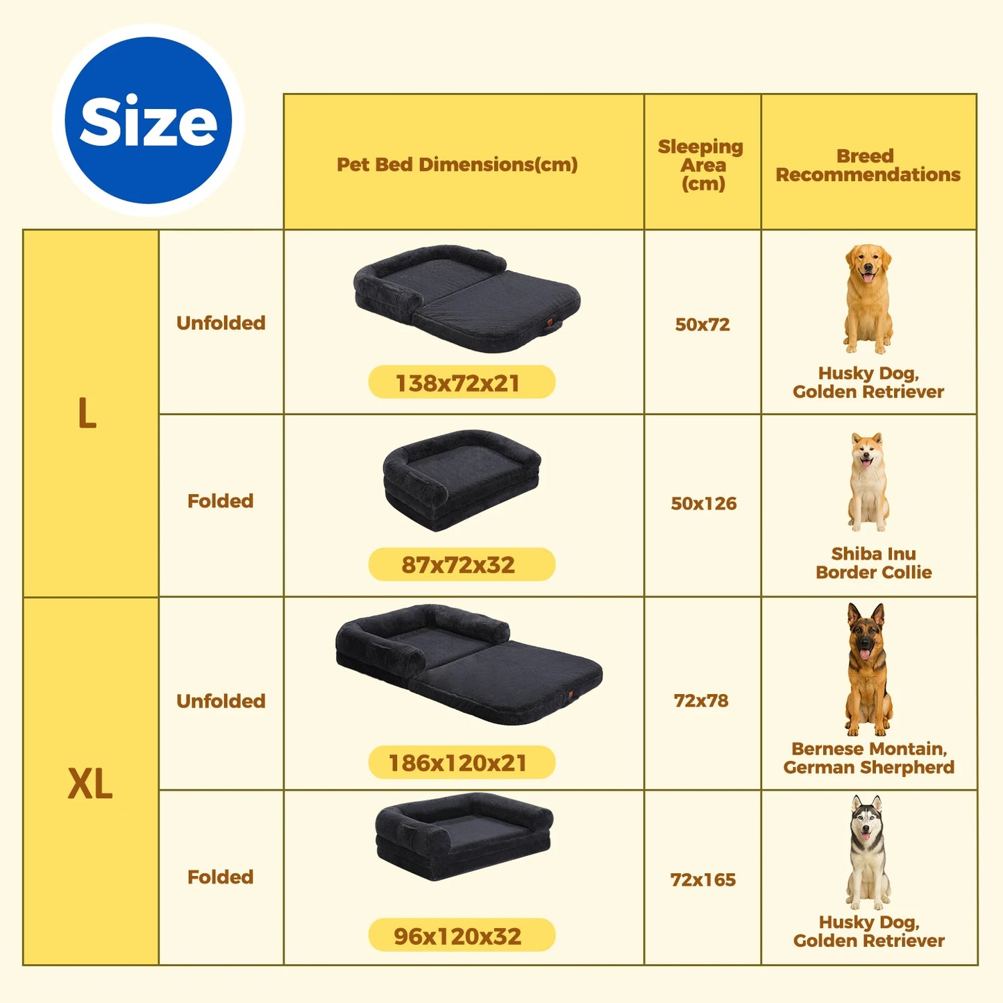 PAWZ Road Foldable Dog Bed Plush With Non Slip Bottom