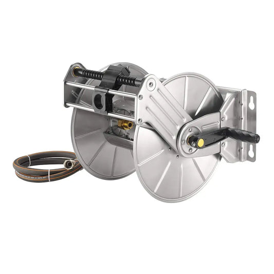 Giraffe Tools Stainless Steel Garden Hose Reel Wall Mount