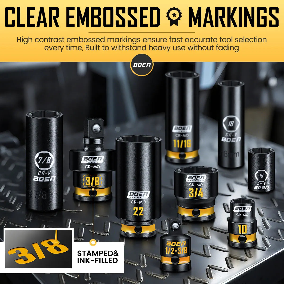 Impact Socket Set 50 Piece SAE Metric For Automotive Repairs