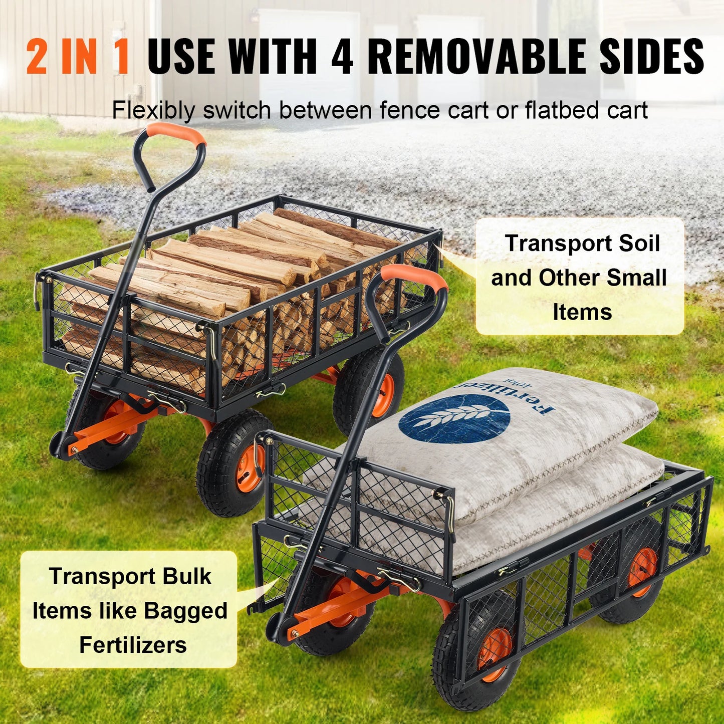 SucceBuy Garden Utility Wagon For Versatile Dump Cart