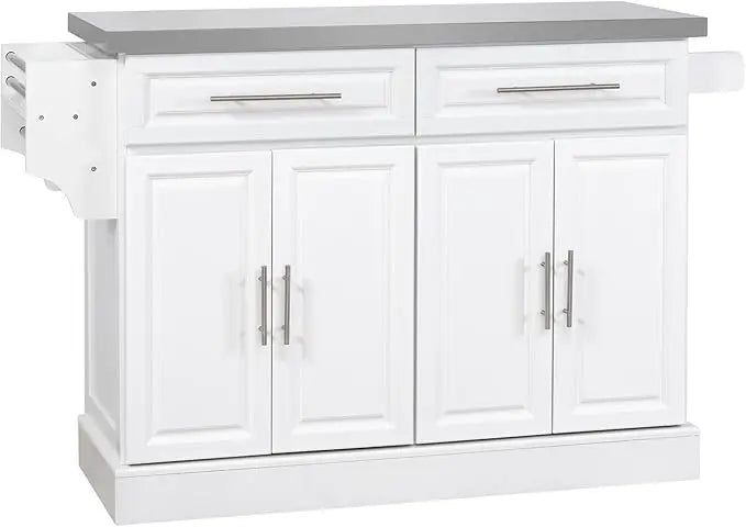Rolling Kitchen Island Cart with Wheels and Stainless Steel Top