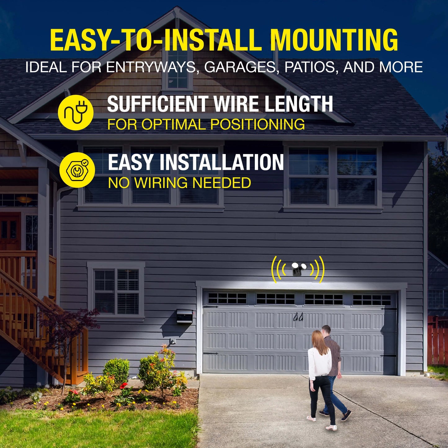 2 Head LED Direct Wire Motion Sensor Outdoor Security Light