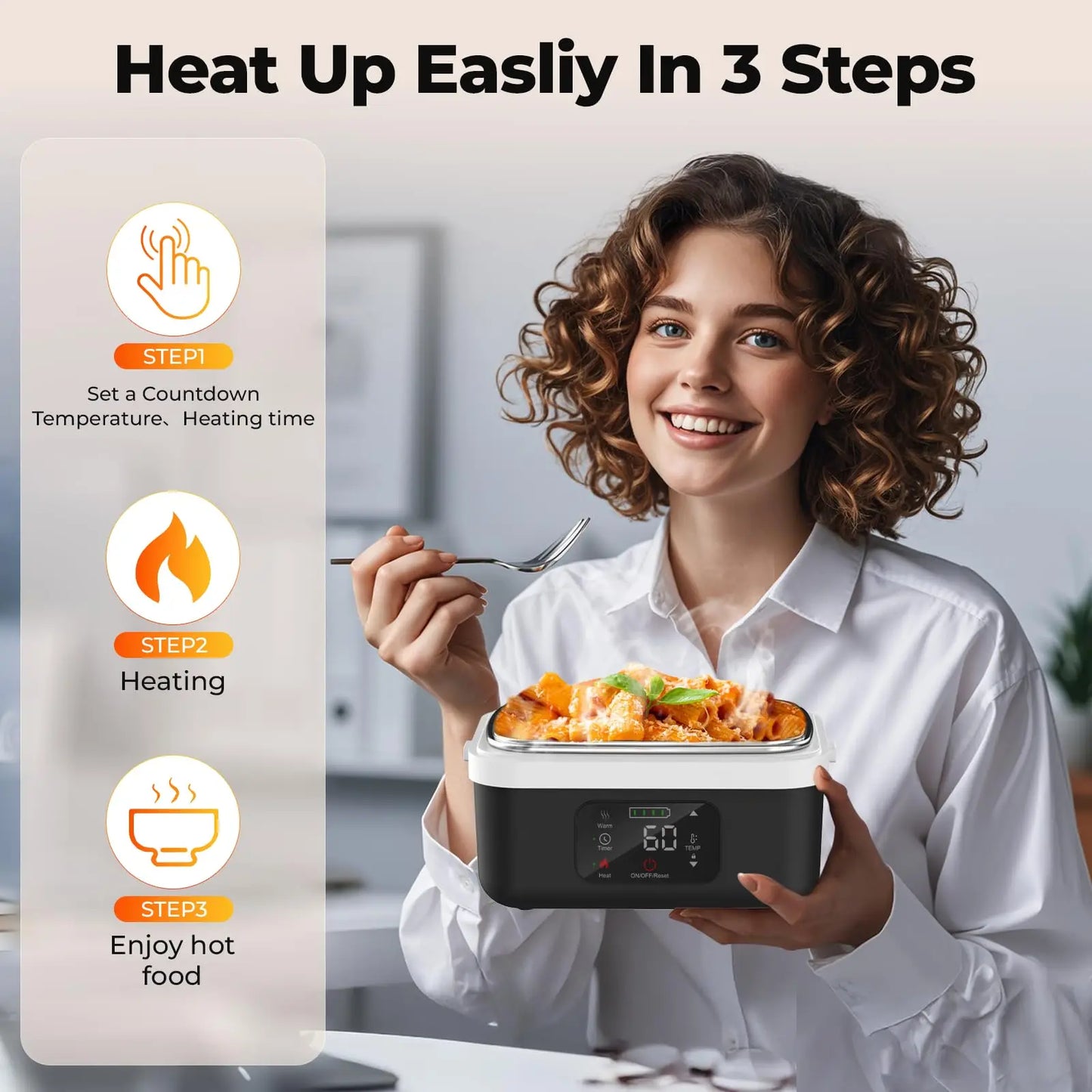 Wireless Insulated Lunch Box With 8000mAh Battery Capacity