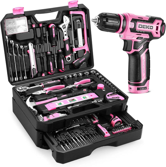 DEKO Home Mechanic Toolbox With 12V Cordless Drill Set