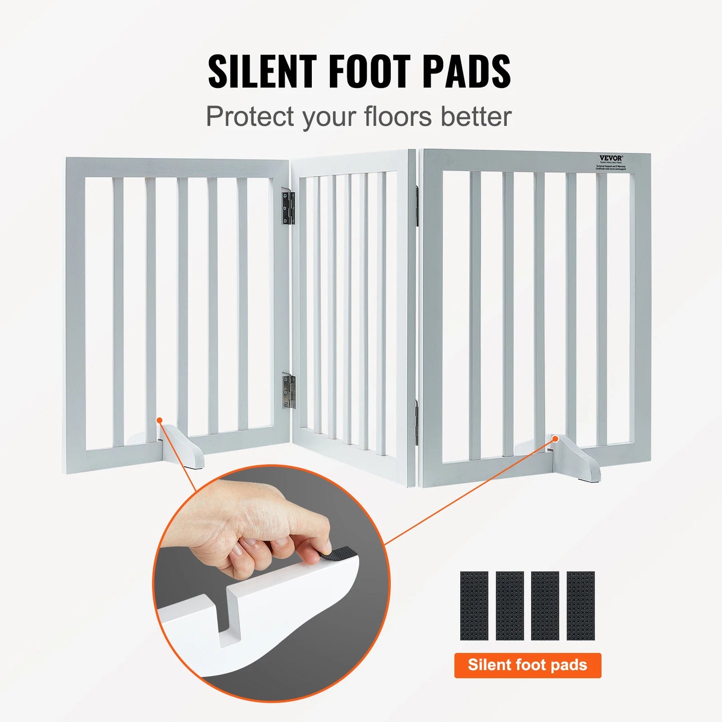 SucceBuy Free Standing Dog Gate With 3 Panels Folding Barrier