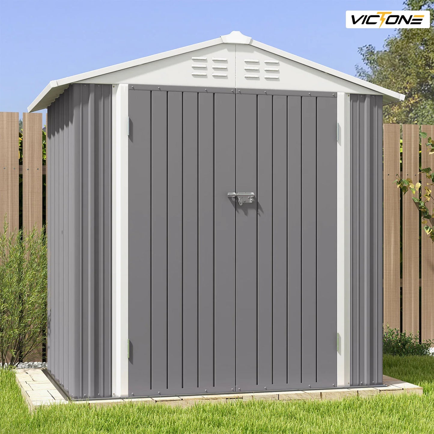Victone Metal Outdoor Storage Shed For Garden And Backyard
