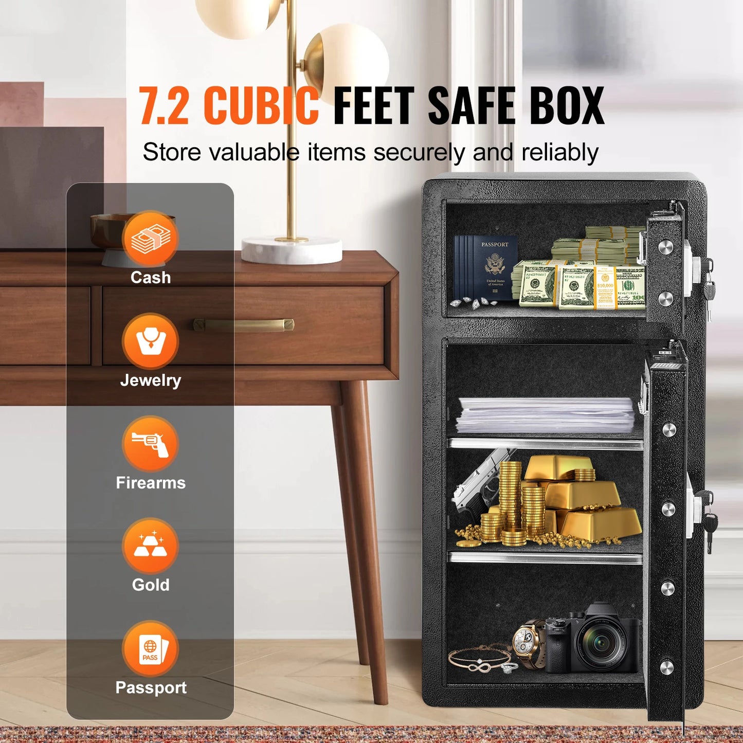 SucceBuy Safe Box With Key Lock Password And Fingerprint