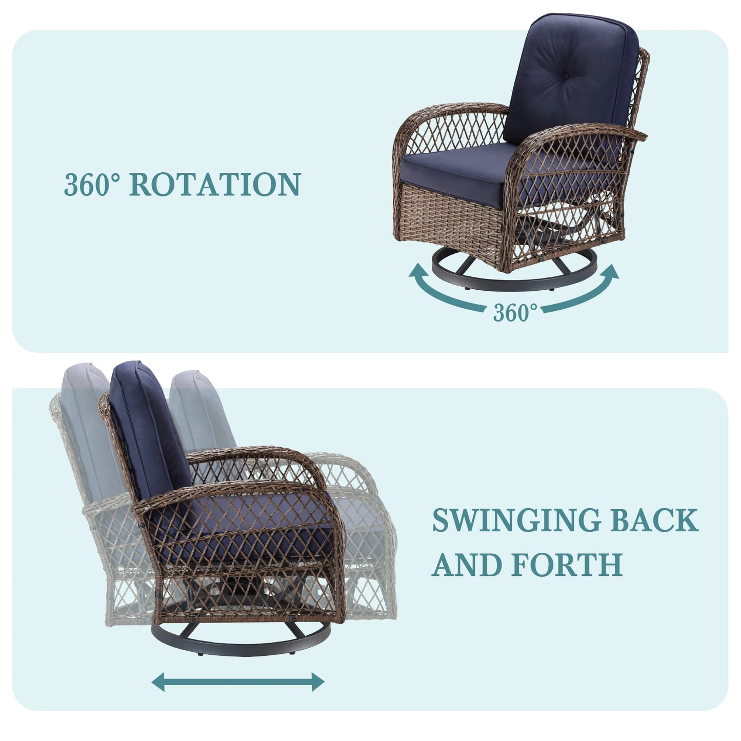 Outdoor Patio Furniture Set With Rotating Rocking Chairs