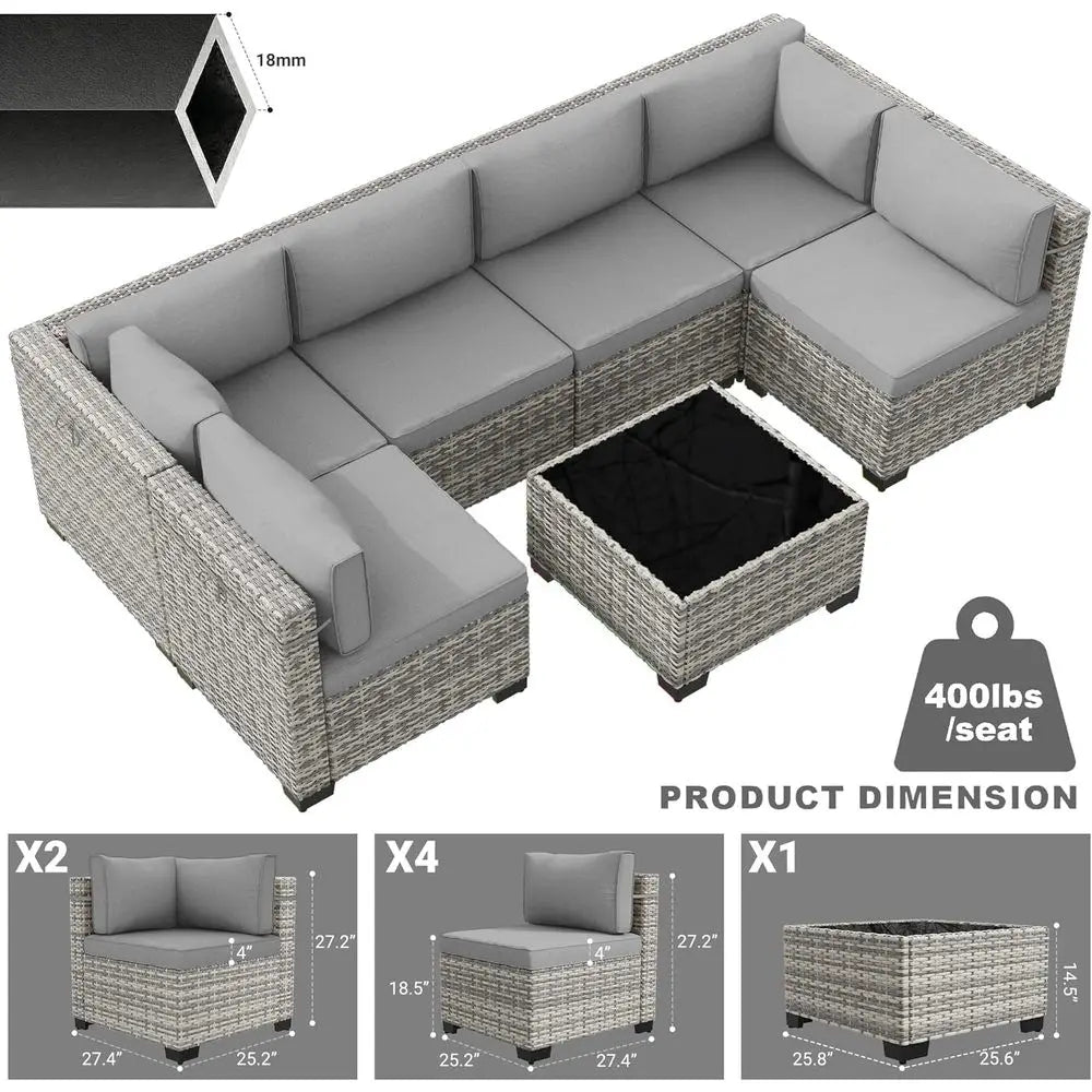 Outdoor Sectional Patio Furniture Set With Rust-Resistant Cushions