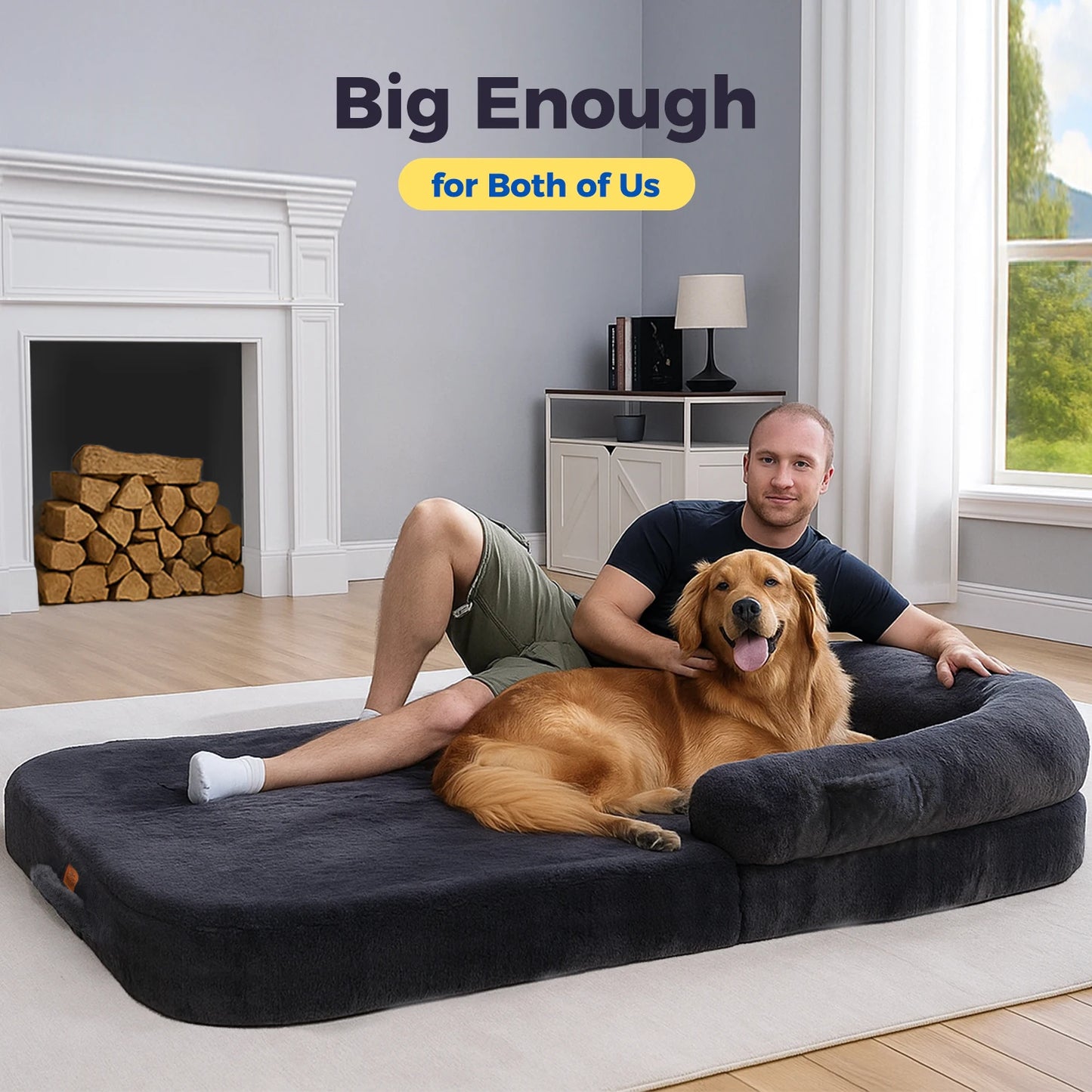 PAWZ Road Foldable Dog Bed Plush With Non Slip Bottom