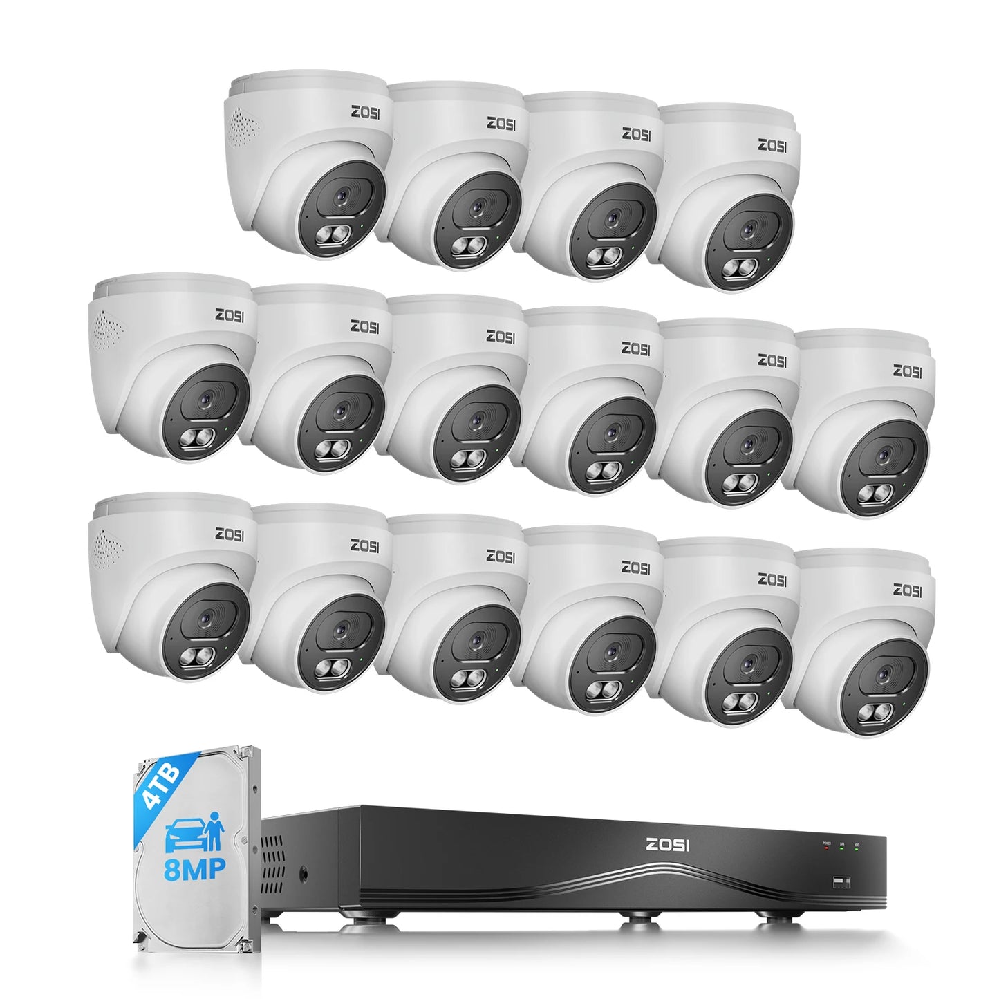 ZOSI 16-Channel 4K PoE CCTV System With NVR 4TB HDD