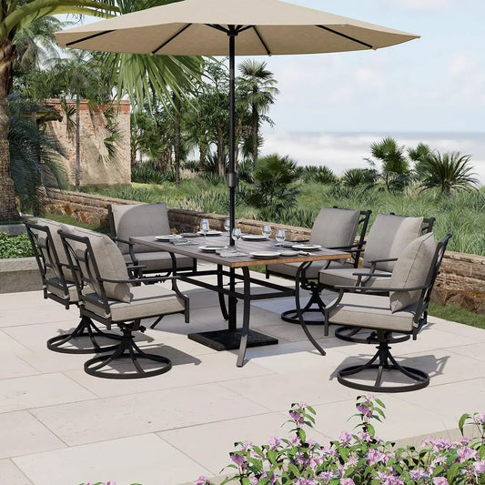 Grand Patio Faux Woodgrain Table Dining Set With Swivel Chairs