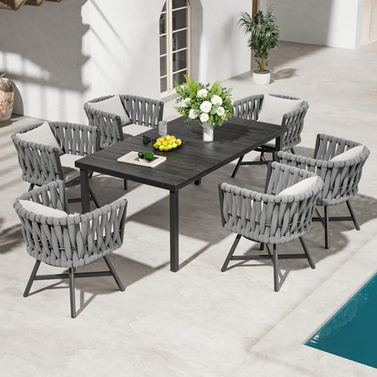 Grand Patio Outdoor Dining Set For 6 With Wicker Chairs