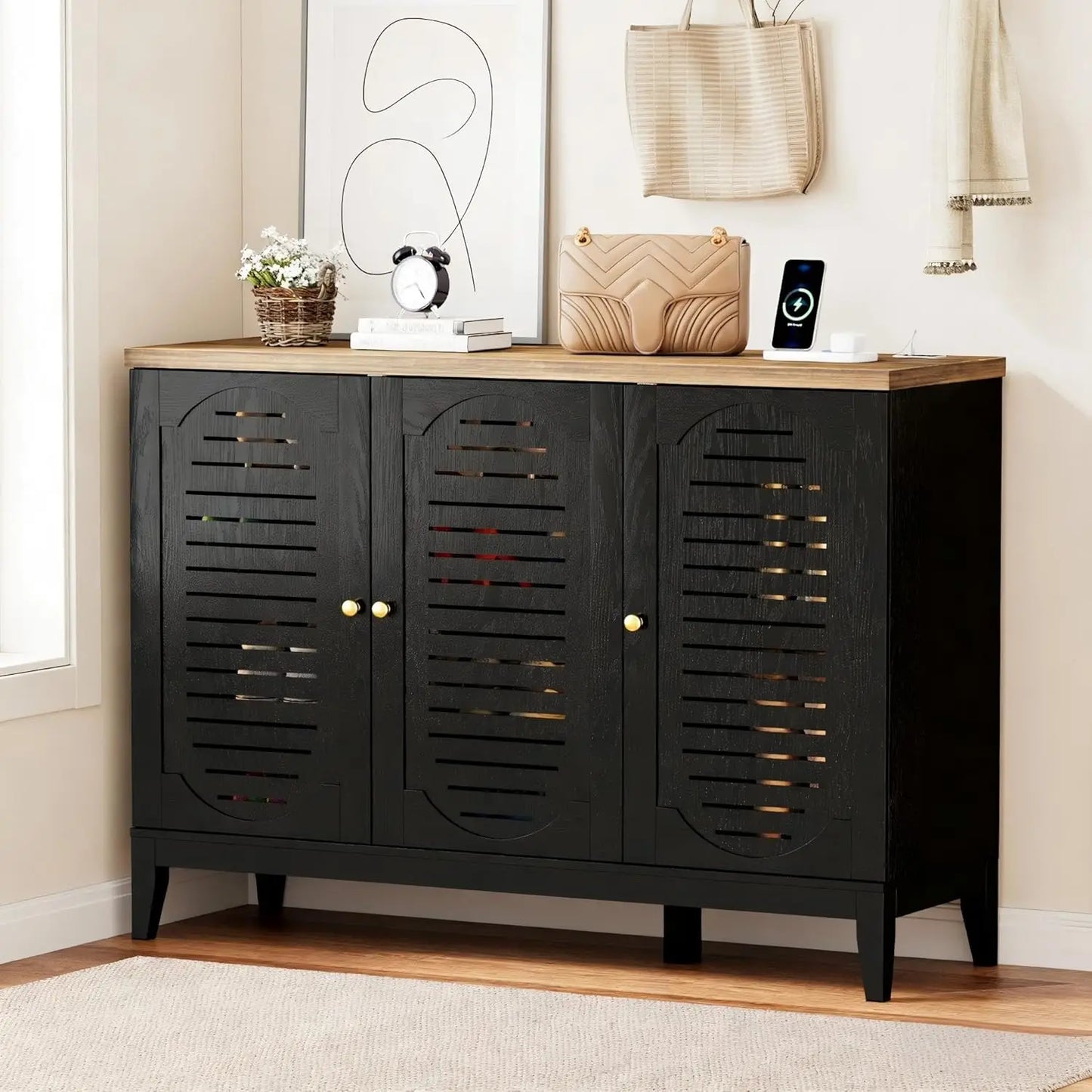 XIAOLANG Shoe Cabinet With 3 Doors And Hidden Storage Entryway