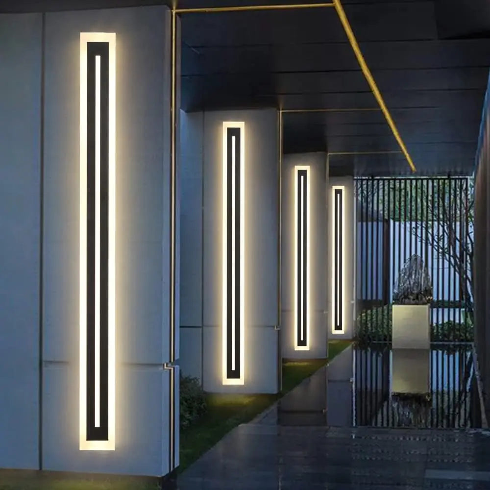 Outdoor LED Wall Sconce Long Strip Light Modern IP67 Frosted Acrylic