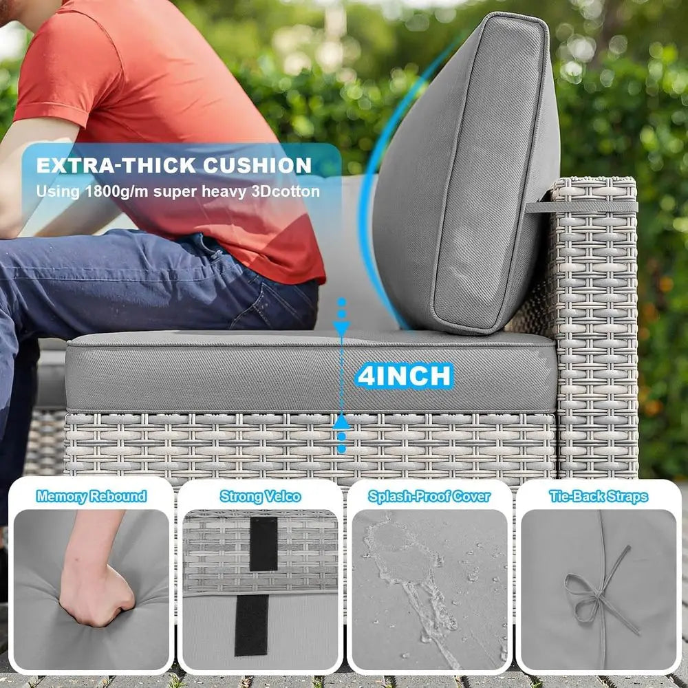 Outdoor Sectional Patio Furniture Set With Rust-Resistant Cushions