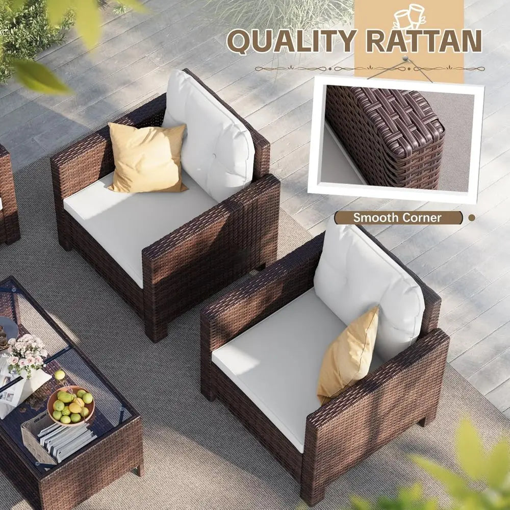 Rattan Patio Furniture Set 4 Piece Wicker Chairs And Sofa