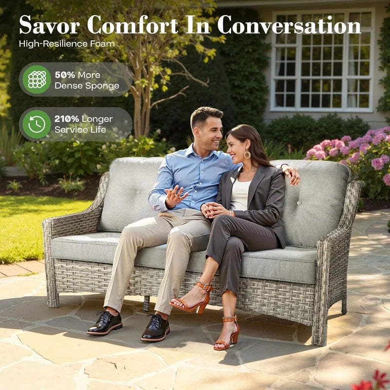 5 Piece Patio Furniture Set With Sofa And Swivel Chairs