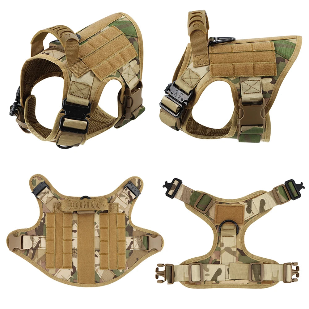 PETRAVEL Tactical Dog Harness Leash Set For Malinois And Large Dogs No Pull