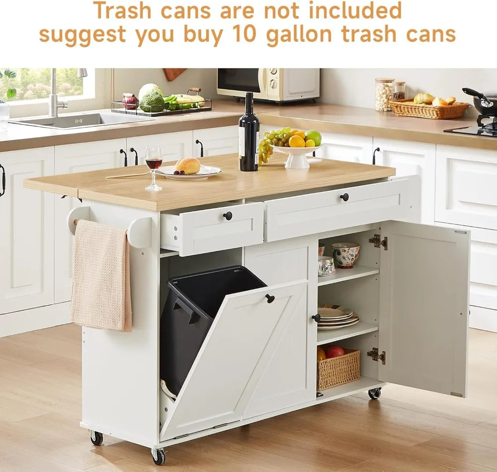 Kitchen Island With Power Outlet Drop Leaf And Knife Holder