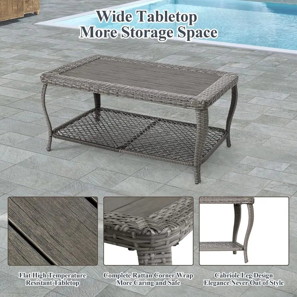 Outdoor 6 Piece Wicker Patio Furniture Set With Sectional