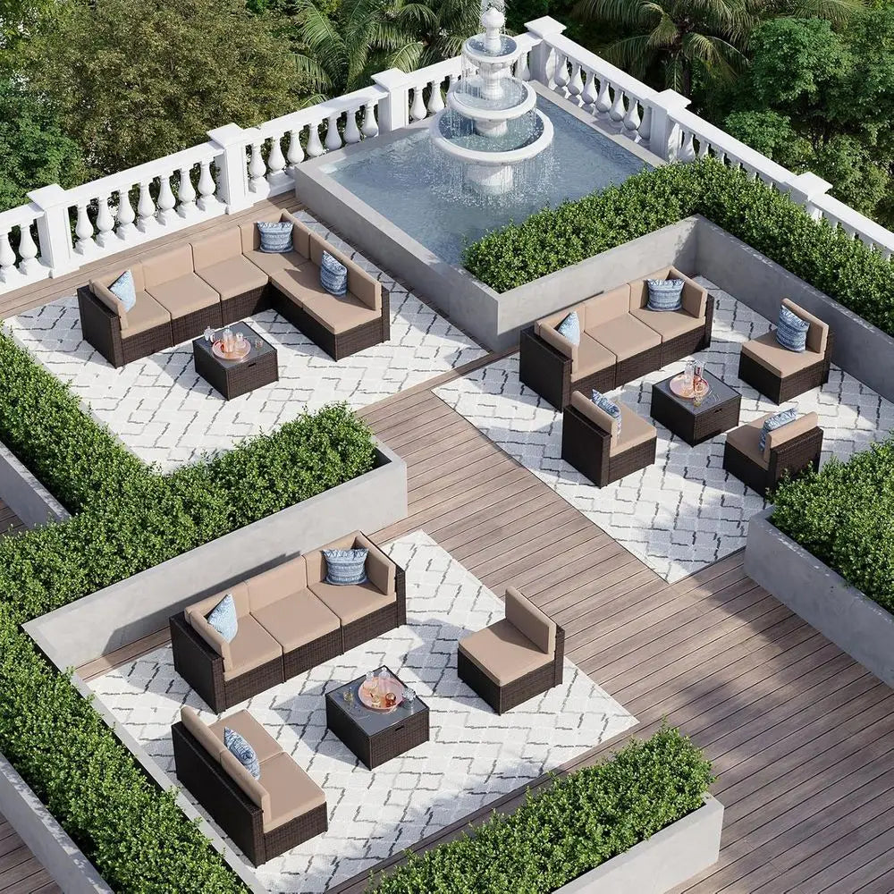 All-Weather Wicker Patio Furniture Set With Storage Coffee Table
