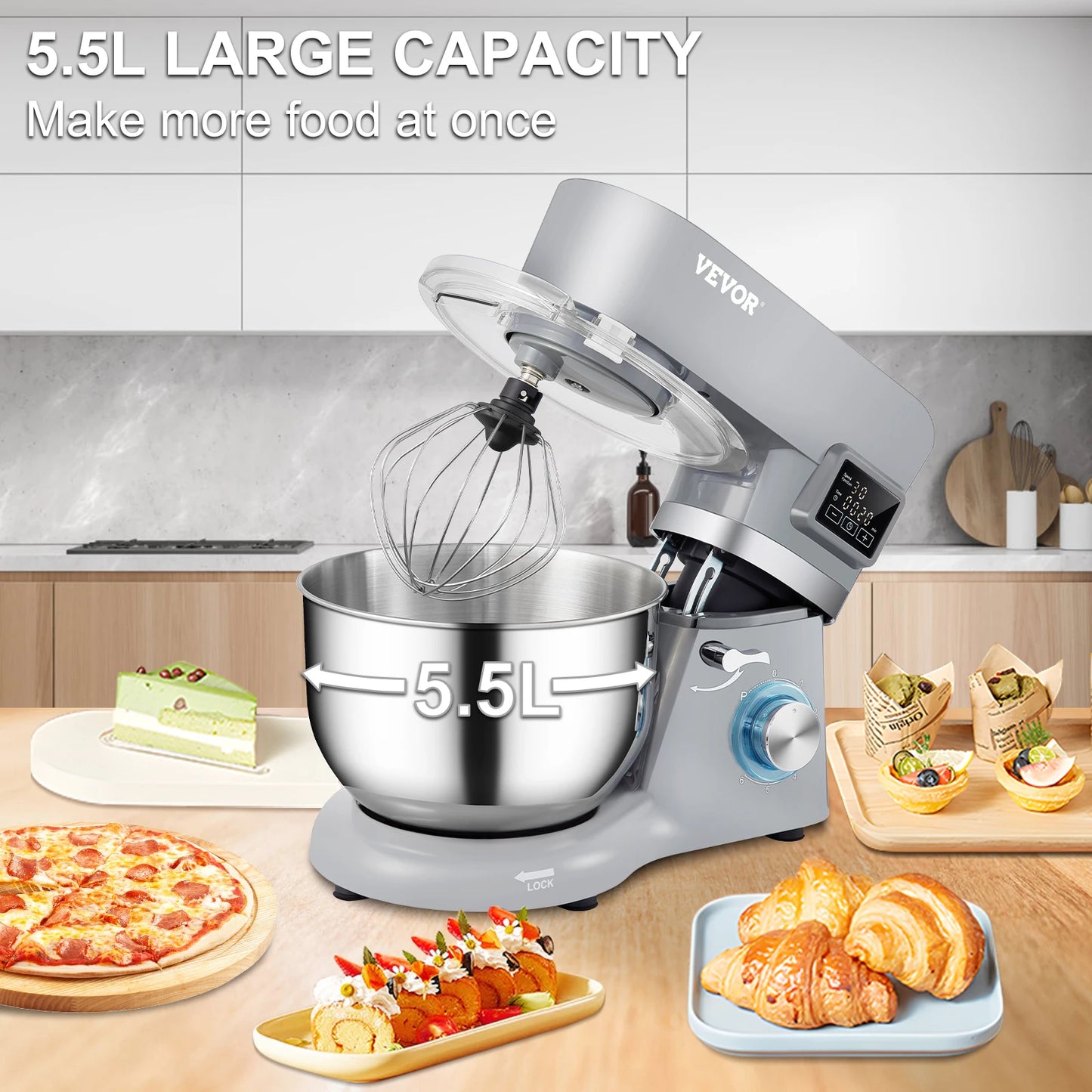 VEVOR Stand Mixer Electric Dough Mixer With LCD Screen