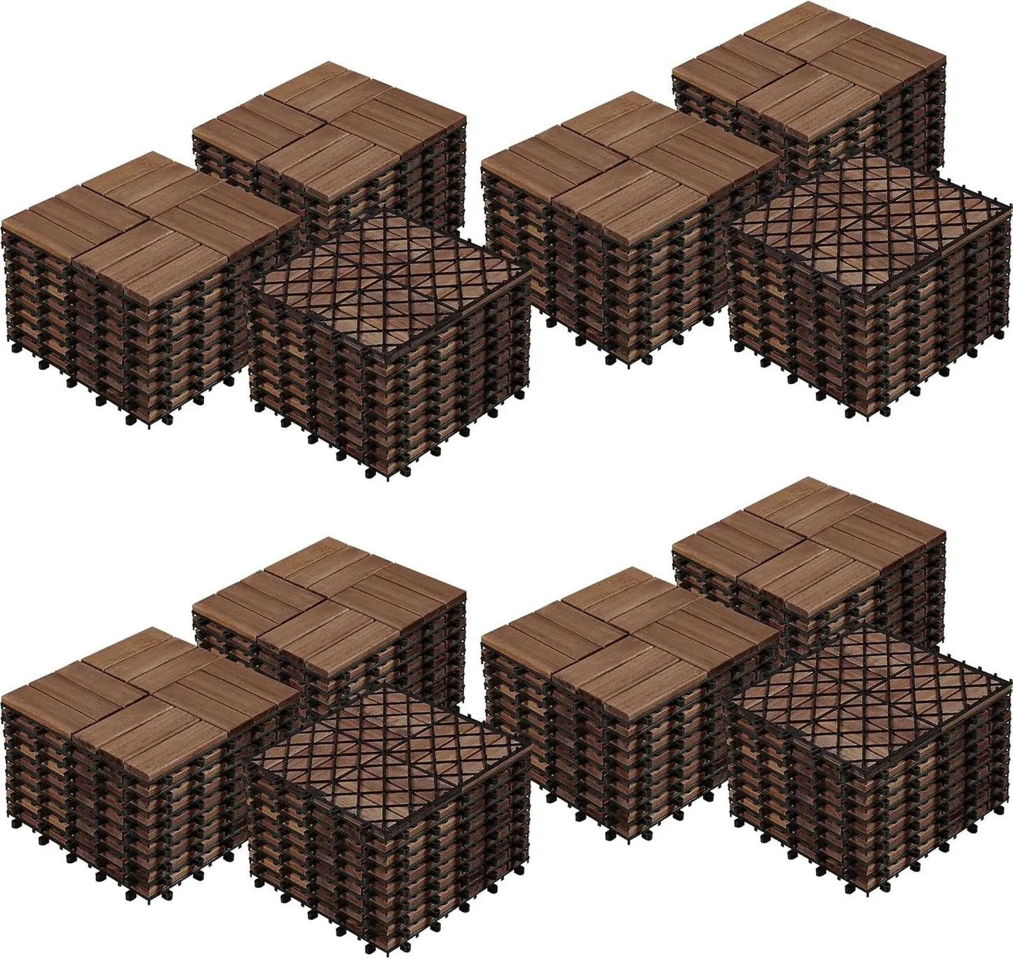 XMSJ Acacia Hardwood Interlocking Deck Tiles for Patio Poolside
