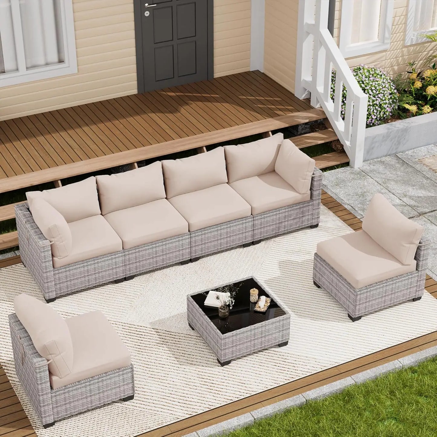 Outdoor Patio Furniture Set Wicker Rattan For Garden Porch
