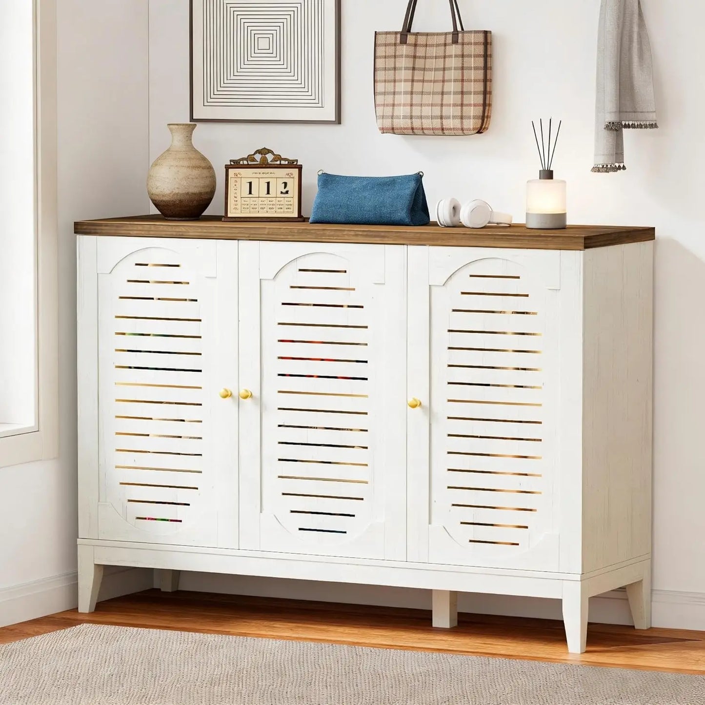 XIAOLANG Shoe Cabinet With 3 Doors And Hidden Storage Entryway