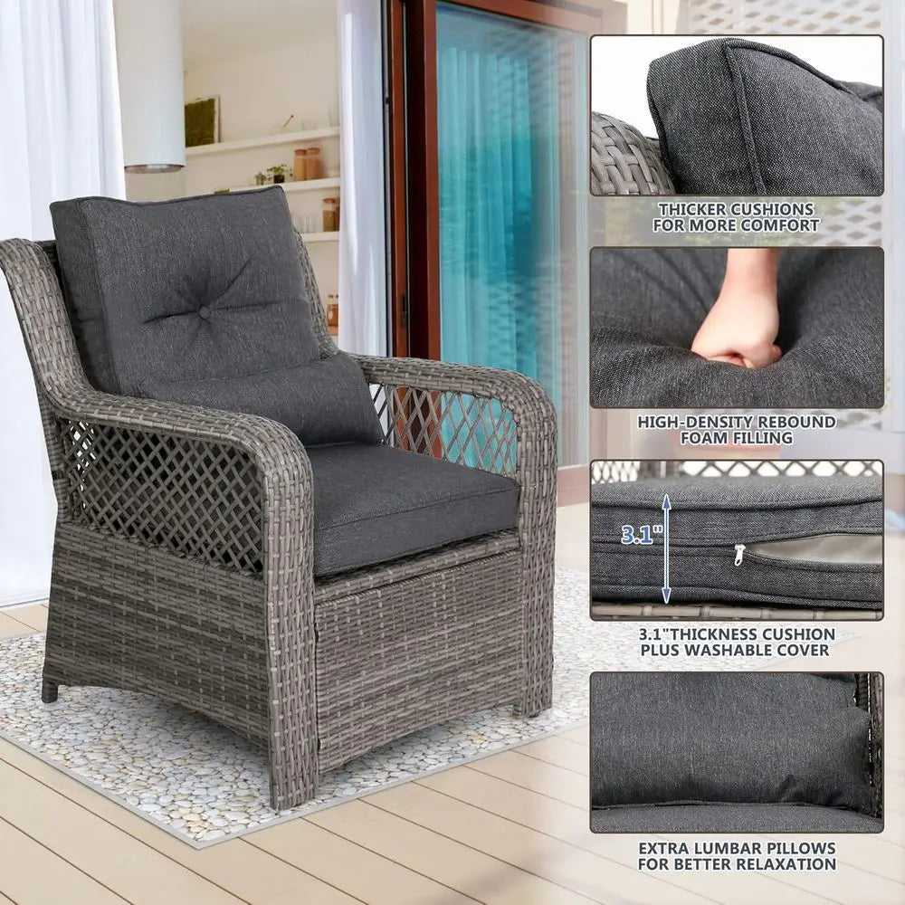 Outdoor 6 Piece Wicker Patio Furniture Set With Sectional