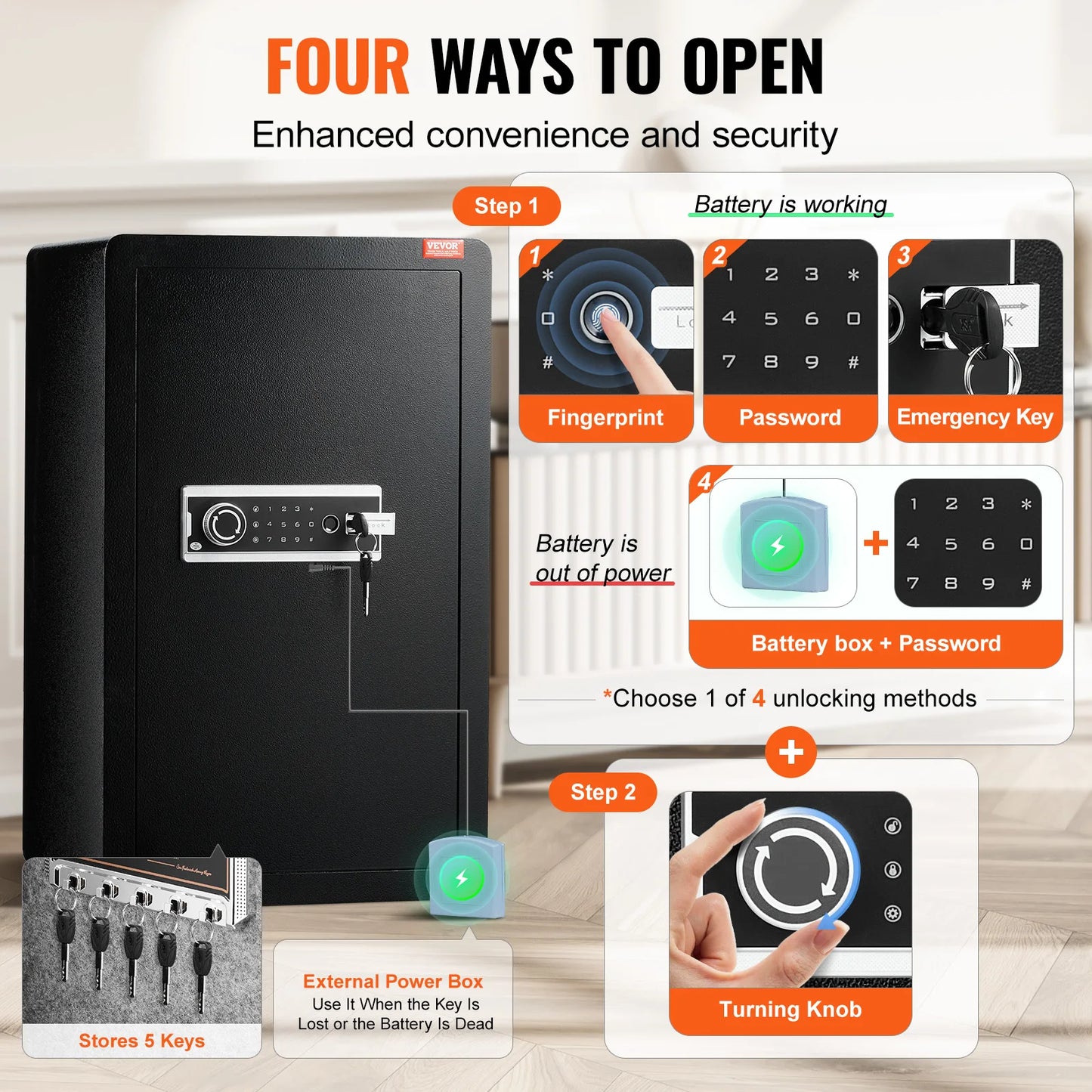 SucceBuy Safe Box With Key Lock Password And Fingerprint