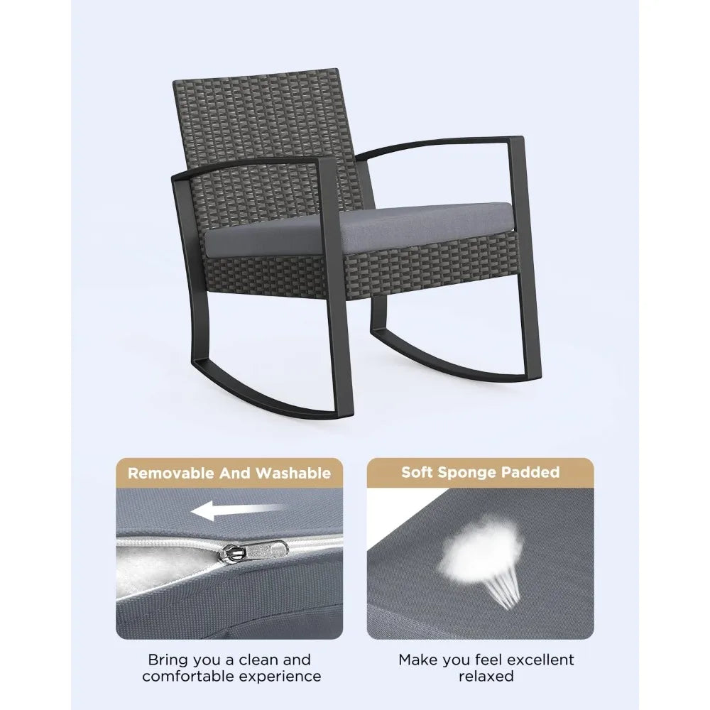 Outdoor Patio Furniture Set Rocking Bistro Rattan Coffee Table