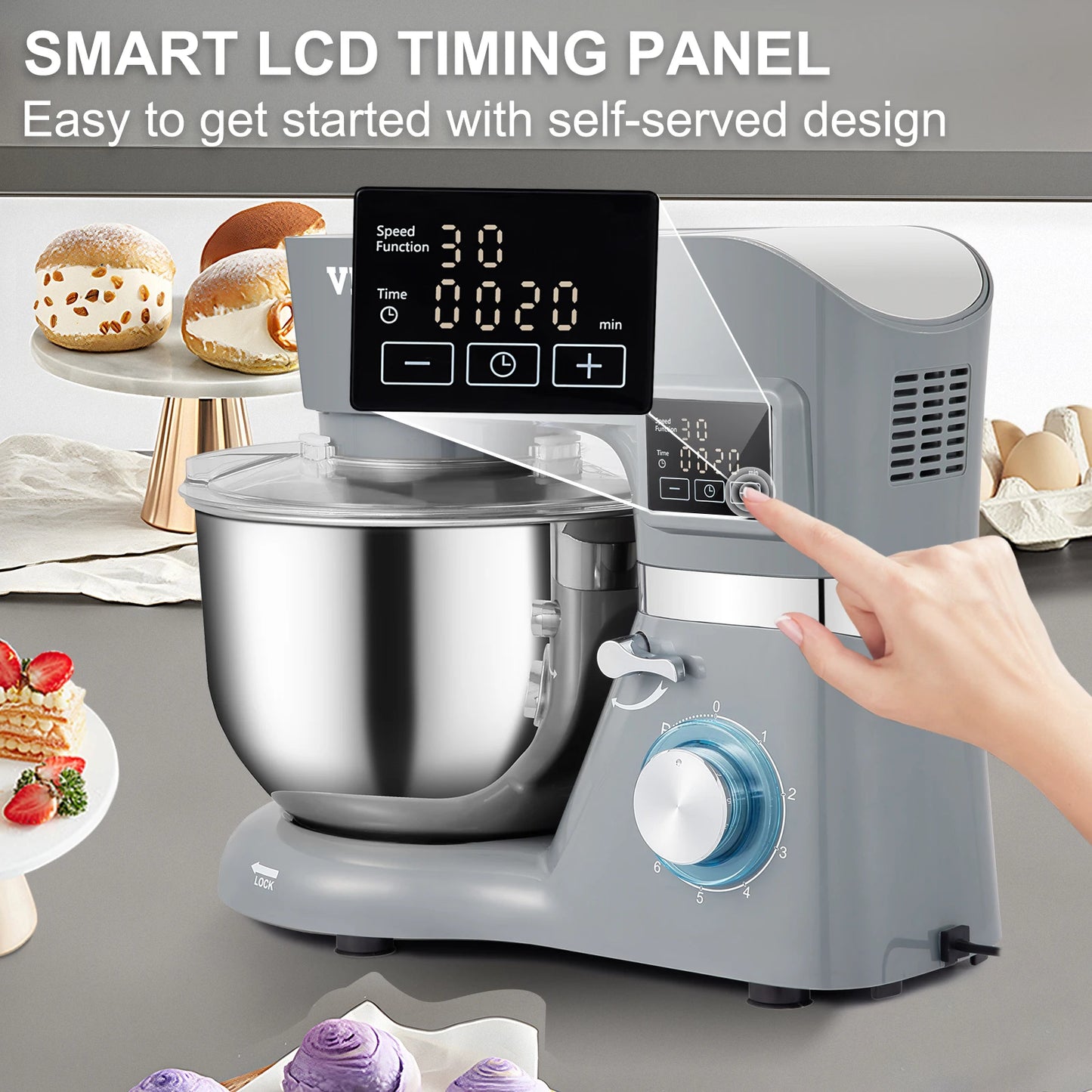 VEVOR Stand Mixer Electric Dough Mixer With LCD Screen