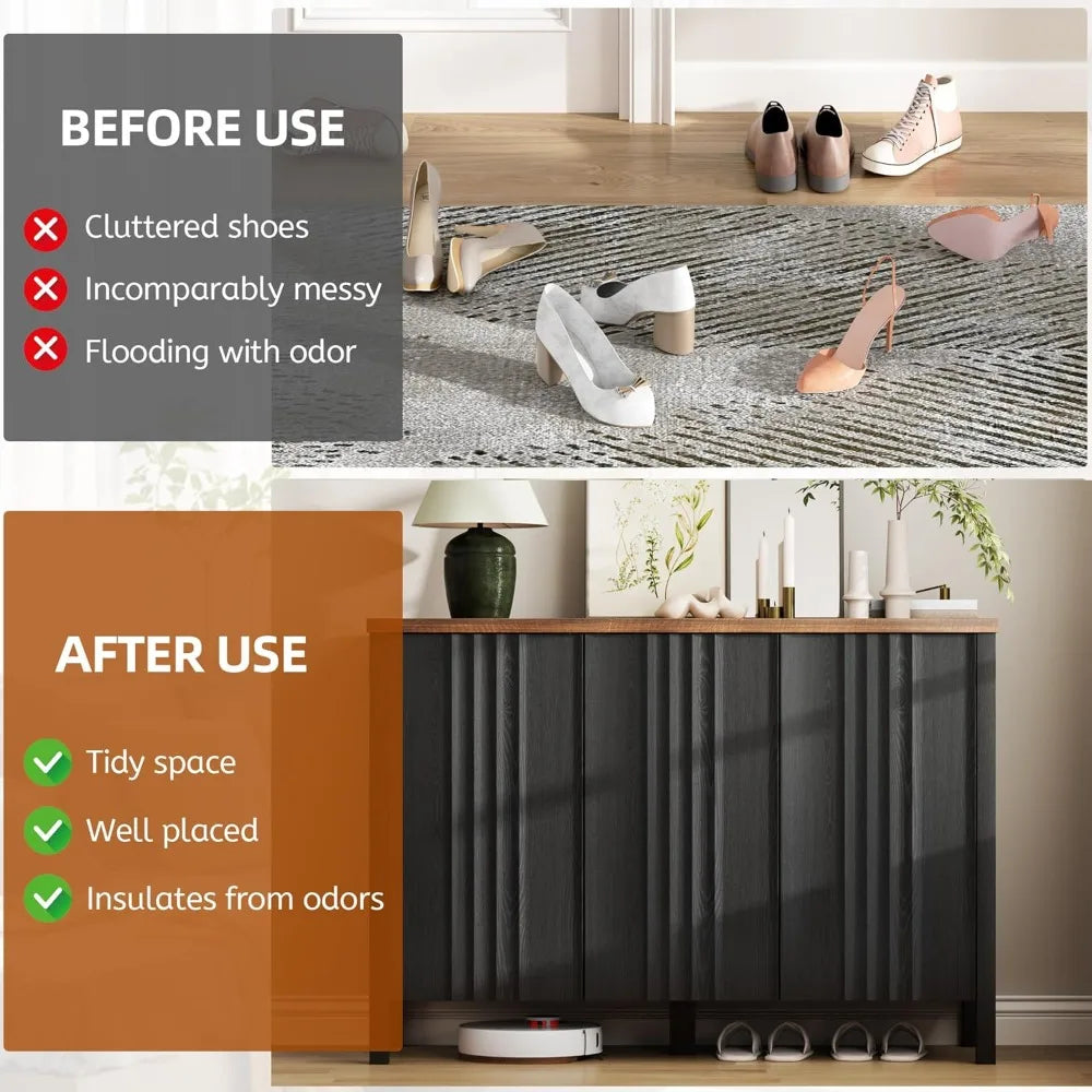 XIAOLANG Shoe Cabinet With 3 Doors And Hidden Storage Entryway