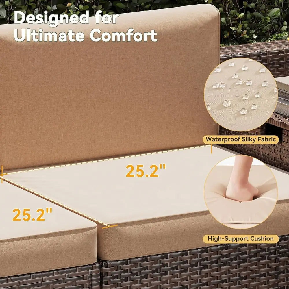 All-Weather Wicker Patio Furniture Set With Storage Coffee Table