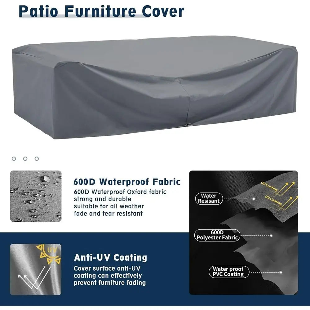 Outdoor 7-Piece Patio Furniture Set With Weatherproof Cover