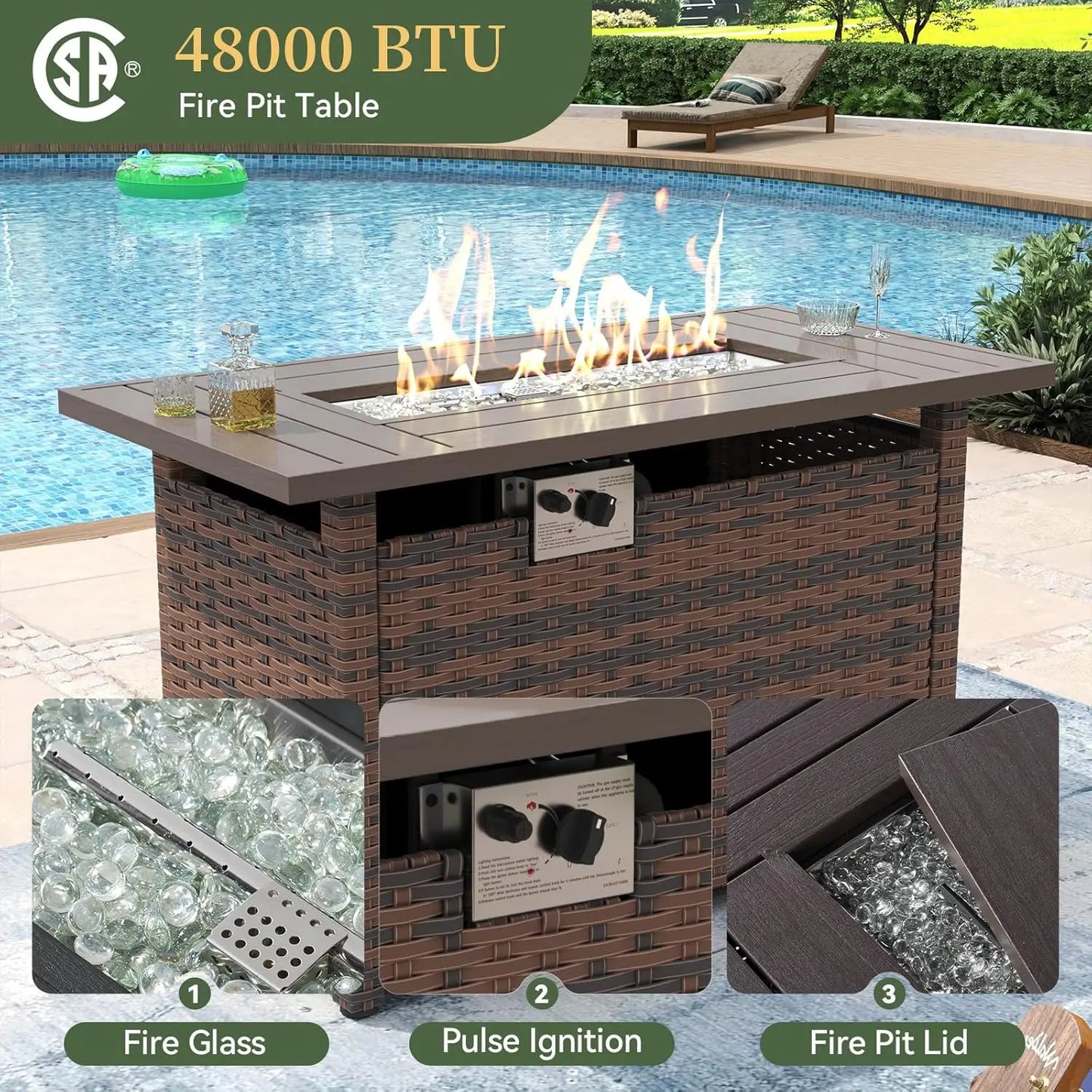 Patio Furniture Set With Fire Pit Table And Coffee Table