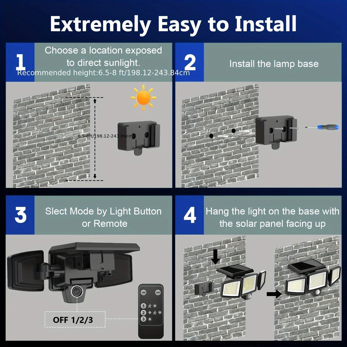 SZRSTH 4 Pack Outdoor Solar Lights With Motion Sensor
