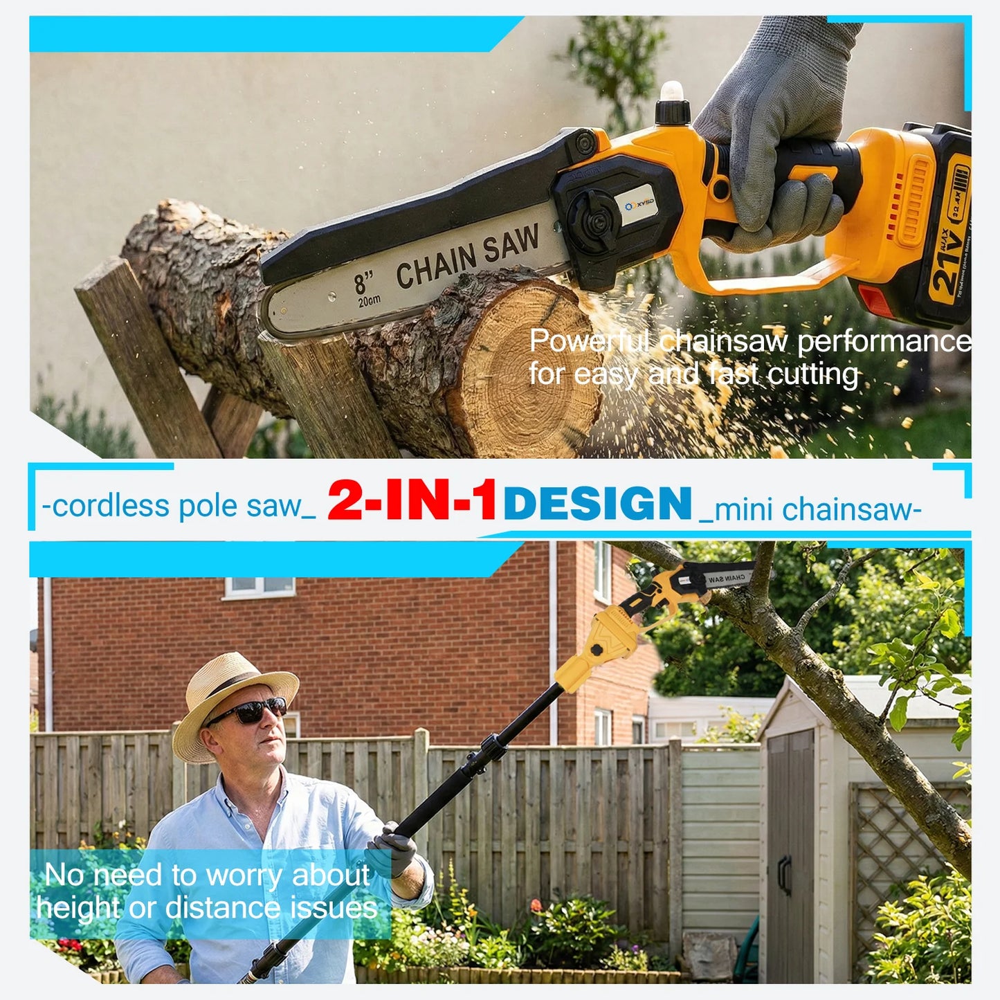 Cordless 2-In-1 Pole Saw With Extension Pole