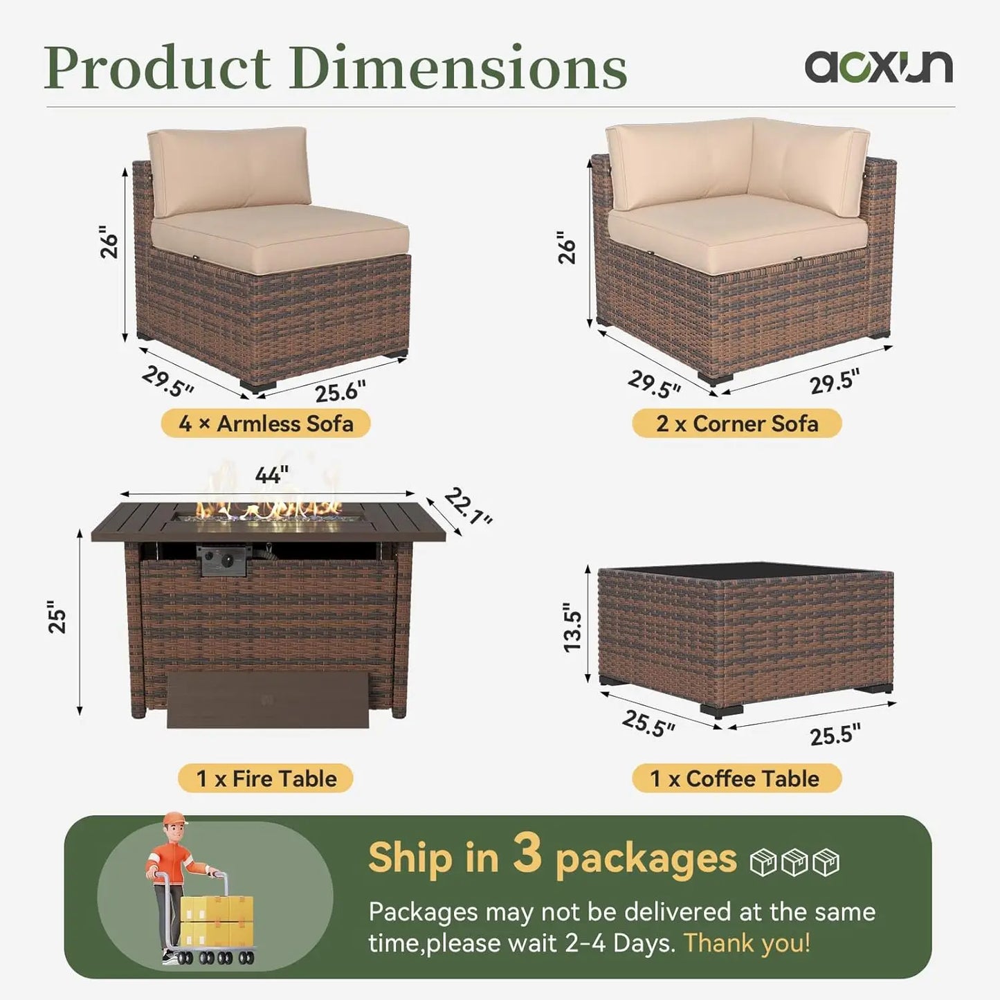 Patio Furniture Set With Fire Pit Table And Coffee Table
