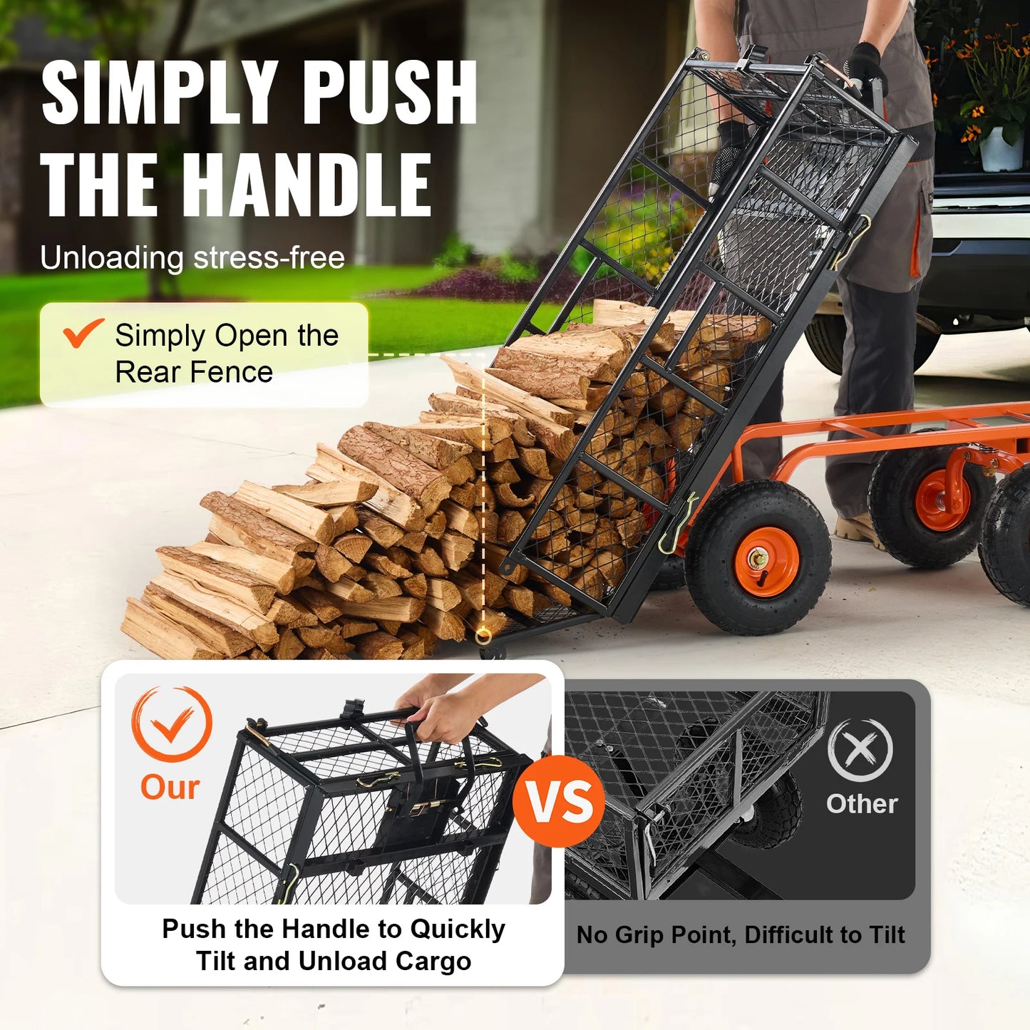 SucceBuy Garden Utility Wagon For Versatile Dump Cart