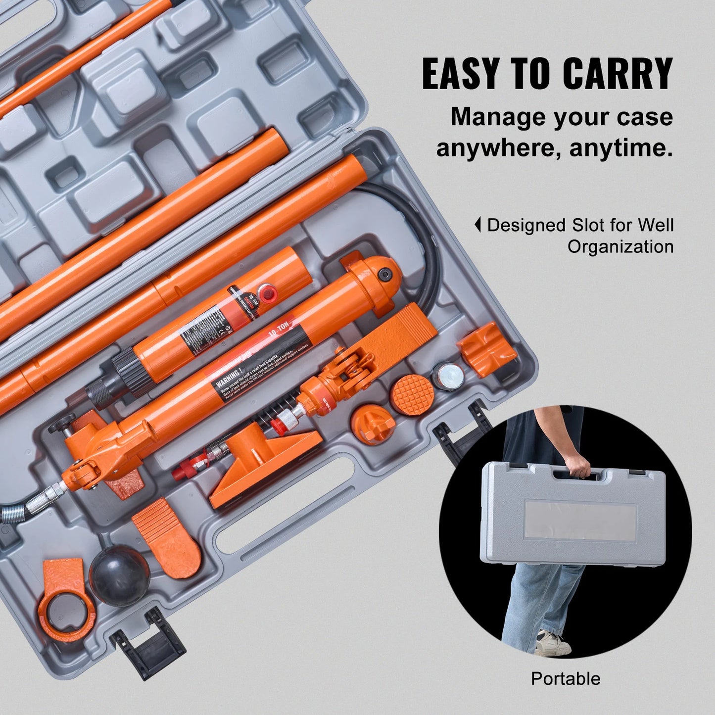 SucceBuy Porta Power Kit 10/12 Ton Hydraulic Jack Set