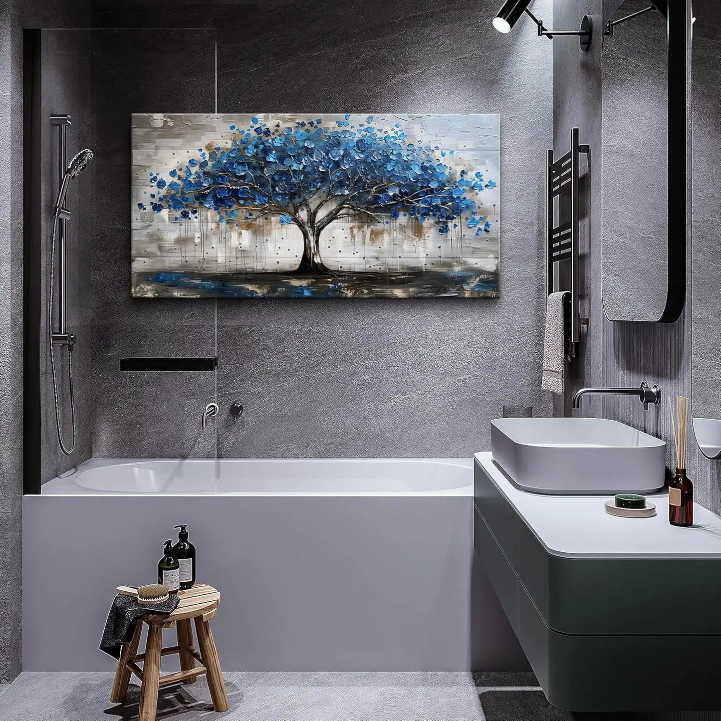 Framed Canvas Wall Art Tree Panorama Landscape For Living Room Office Bedroom